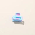 Mini pince à cheveux rectangulaire ajourée bleu clair à motifs rose et mauve - Style Rectangulaire Petit / Bleu Brillant