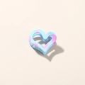 Mini 2.5cm heart hair claw clip in light blue with pink marble pattern for side bangs - Glossy Blue