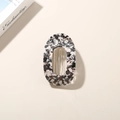 Barrette plate ronde en acétate avec motif de marbre brun foncé pour femmes - Emballage en vrac / Marbre Noir (Ovale)