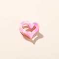 Pink heart-shaped 2.5cm hair claw clip with camouflage resin pattern and metal spring - Glossy Light Pink