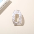 Elegant marble pattern acetate hair clip in white and grey for a sophisticated hair styling - Gray Marble (Oval)