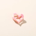 Pink marbled heart hair claw clip for women's side hair styling accessories - Glossy Korean Pink
