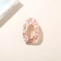 Pink marble acetate oval hair claw clip with cutout design and gold metal teeth - Red Marble (Oval)
