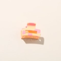 Pince à cheveux macaron 2,5 cm avec texture en résine marbrée jaune et rose - Style Rectangulaire Petit / Rouge Orangé Brillant