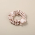 Champagne gold satin scrunchie with silky pleated texture and high elastic band - Lotus Root Pink - Satin Large