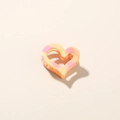 Pink and orange heart shaped mini hair claw clip with glossy finish for sweet styling - Glossy Orange Red
