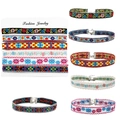Bohemian ethnic embroidered choker set with six pieces of colorful fabric necklaces - Multi-color Embroidered Style (CK20171221)