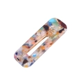 Macro detail of rectangle acetate hair clip showing colorful tortoise shell patterns - Rectangular Mixed Colors