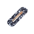 Detailed macro view of rectangular marble-textured acetate hair clip with golden metal clip - Rectangular Black