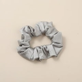 Elegant silver grey satin silk scrunchie with metallic luster for women hairstyles - Sea Blue - Satin Large
