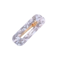 Detail view of the rectangular acetate hair clip with gray marble texture and gold metal clip - Rectangular Gray-White