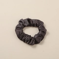 Silky dark brown satin scrunchie with elegant folds for versatile ponytail styling - Dark Purple - Satin Large