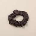 Elegant dark brown satin silk hair scrunchie with soft glossy finish and elastic band - Dark Coffee - Satin Large