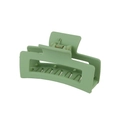 Dettaglio del fermaglio per capelli rettangolare verde salvia opaco con molla in metallo - Imballaggio Sfuso / verde chiaro