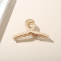 Pinza de pelo grande de acetato con textura de mármol beige y diseño de nudo - Empaque a granel / 13cm / Pinza de Cangrejo Cruzada / Patrón de Mármol Blanco Roto