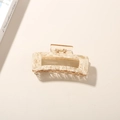 Pinza para el pelo rectangular de acetato beige mármol con diseño calado para pelo grueso - Empaque a granel / 10.5cm / Pinza de Cangrejo Rectangular / Patrón de Mármol Blanco Roto