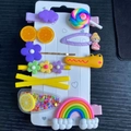 10-teiliges Set süße Cartoon-Haarspangen für Mädchen mit Regenbogen- und Fruchtmotiven - Lila