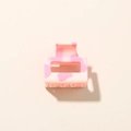 Mini 2.5cm square hair claw clip with pink and beige marble cow pattern design - Glossy Korean Pink - 2.5cm Square