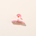 Pink and white marble texture resin hair claw clip with 2.5cm size and metal spring - 3cm / Glossy Korean Pink