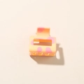 Medium square hollow hair claw clip with yellow and pink cow pattern print - Glossy Orange Red - 2.5cm Square