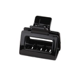 Classic black rectangular hollow hair claw clip with glossy finish and metal spring - Independent Packaging (OPP Bag) / Black