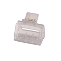 Detail of grey rectangular acrylic hair claw clip with golden metal spring mechanism - Gray