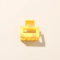 Square yellow hair claw clip with orange marble pattern texture and metal spring - Glossy Yellow - 2.5cm Square