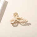 Elegante pinza de pelo de acetato crema jaspeado para cabello grueso con diseño de tiburón - Empaque a granel / 11cm / Pinza con lazo / Patrón de Mármol Blanco Roto