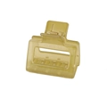 Close-up of translucent rectangular acrylic hair claw clip with golden metal spring - Independent Packaging (OPP Bag) / Olive Green