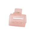 Détail de la pince à cheveux rectangulaire rose translucide avec ressort doré - Rose (Style Carré)