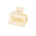 Detail view of a creamy yellow rectangular hollow hair claw clip with silver metal spring - Independent Packaging (OPP Bag) / Cream