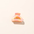 Petite pince à cheveux fleur rose et jaune avec une texture marbrée brillante et chic - 2,5 cm Demi-cercle / Rouge Orangé Brillant