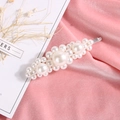 Elegante fermaglio per capelli con perle bianche su base in velluto rosa e metallo - Tipo A Argento