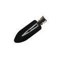 Minimalistische matzwarte haarclip in bladvorm met een zilveren metalen basis - Zwart #3