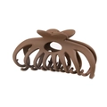12cm large matte coffee brown octopus shark hair claw clip with heart handle for women - Dark Brown