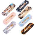 Set de seis pinzas para el cabello de acetato rectangulares con elegantes patrones de mármol - Estilo Rectangular de Acetato