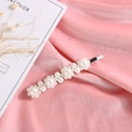 Barrette à cheveux élégante de style coréen avec perles blanches sur velours rose - Type E Argent