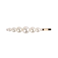 Barrette dorée élégante avec sept perles blanches dégradées sur une base minimaliste - Style K