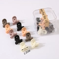 Detail view of 2.2cm matte mini hair claws in earthy tones with a clear storage box - Crossed / 10 Pieces/Box (2.2CM) / Morandi Colors