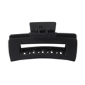 Detailed view of large matte black rectangular hair claw clip with strong metal spring - Individual Packaging / Black-Rectangle (10.5CM)