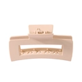 Close-up of a large matte beige rectangle hair claw clip with high-quality metal spring - Warm Apricot-Rectangle (10.5CM)
