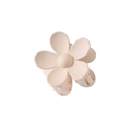 Detailed view of matte cream flower hair claw clip with a strong metal spring mechanism - Individual Packaging / Warm Gray-Flower (7CM)