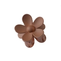 Detailed close-up of matte brown flower hair claw clip with frosted texture finish - Individual Packaging / Coffee-Flower (7CM)