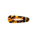 Tortoise shell acetate hair clip with gold metal spring mechanism on white background - Triangle Brown Leopard
