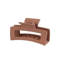 Dettaglio del fermaglio per capelli rettangolare marrone opaco con molla in metallo - Confezione sfusa / 10CM Caffè Chiaro