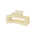Vista dettagliata di una grande pinza per capelli rettangolare beige opaco per acconciature - Confezione sfusa / 10CM Bianco Crema