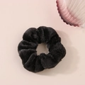 Elastico per capelli in finta pelliccia di coniglio nera per acconciature eleganti - Stile Peluche / M / Nero