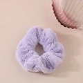 Light purple faux rabbit fur scrunchie with soft fluffy texture for autumn hairstyles - Light Purple - Plush Style