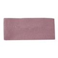 Close-up of Morandi pink ribbed knit headband showing soft vertical texture and elastic fabric - Purple