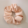 Champagne satin oversized hair scrunchie with silky smooth pleated texture and elegant shine - Satin Style / 11cm / Peach